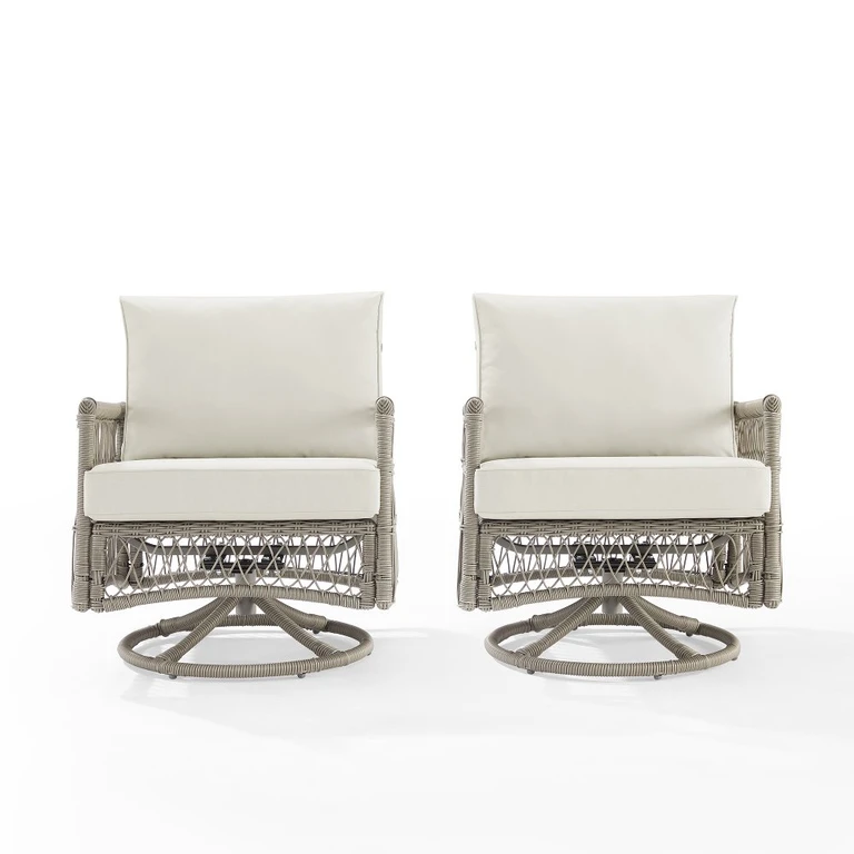 Ensemble de 2 chaises berçantes pivotantes en osier Thatcher