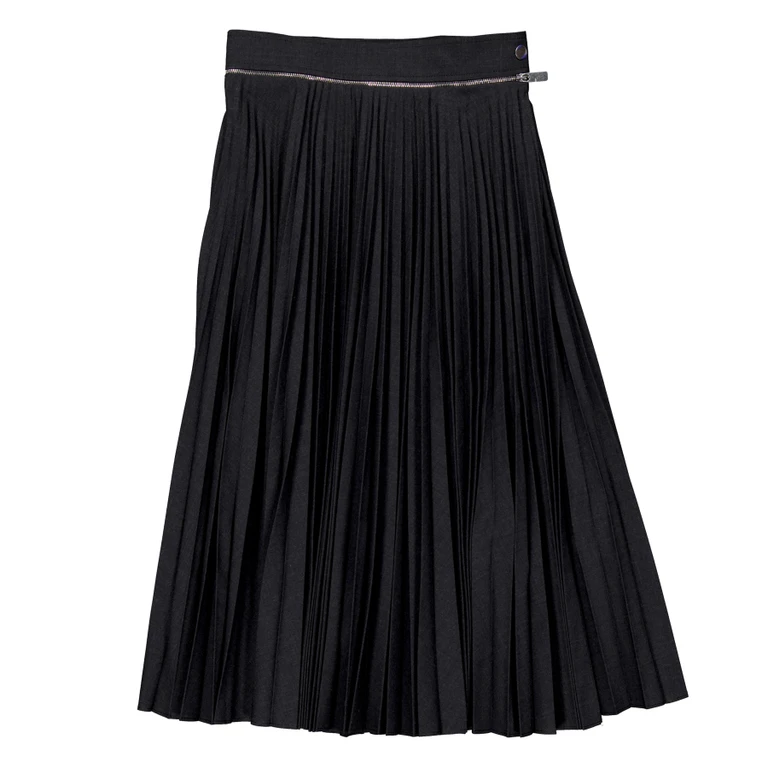 Burberry Pleated Wool-Blend Twill Midi Skirt, Brand Size 4 ( US Size 2 )