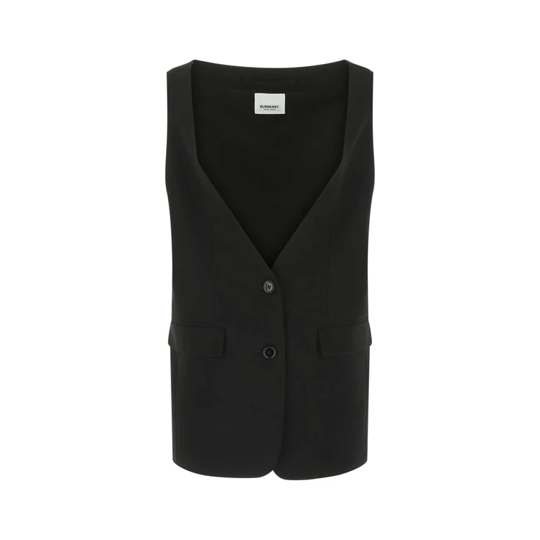Burberry Black Silk Oversize Vest A1189 Exterior: Seta Lining: Cupro Giacche E Gilet - Women