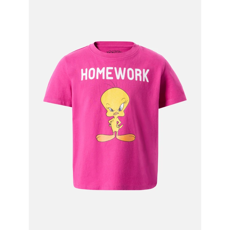 Mc2 Saint Barth Elly Cotton Jersey T-Shirt With Tweety Print Warner Bros Special Edition Pink