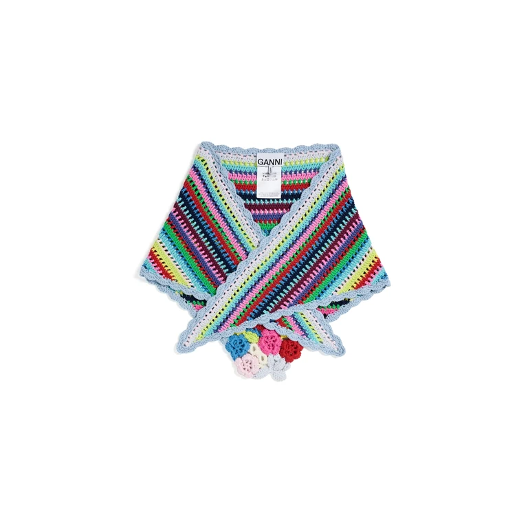 GANNI Triangular Crochet Scarf Multicolour One Size