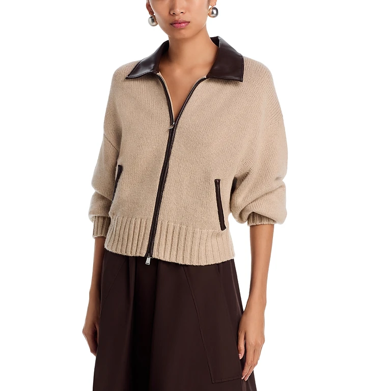 Simkhai Zofia Zip Front Wool Cardigan