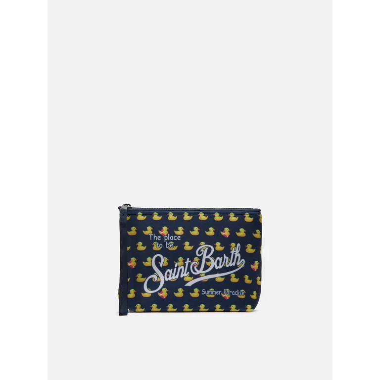 Mc2 Saint Barth Aline Scuba Pouch With Duck Print Blue Pochette - Unisex