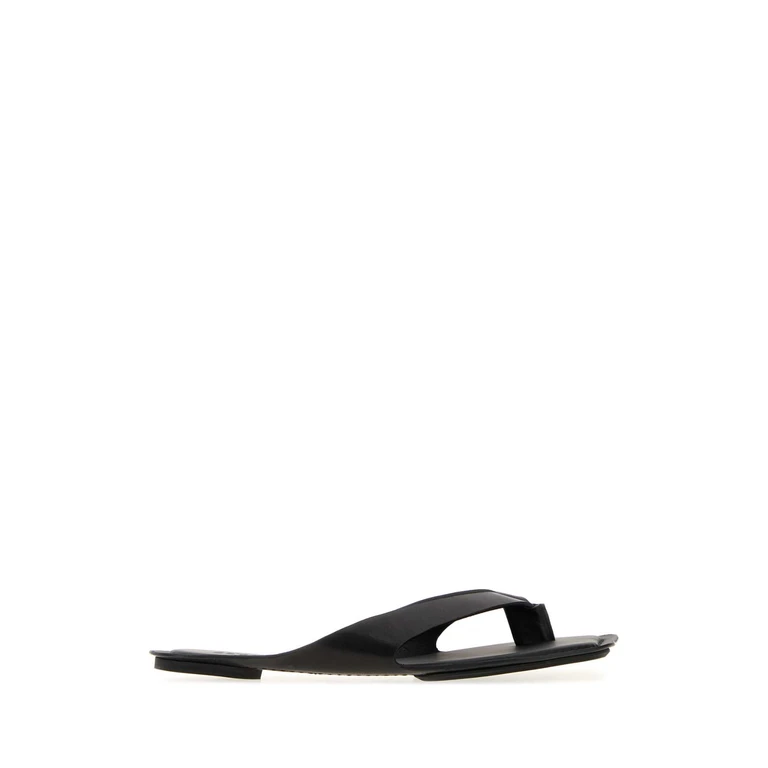 MM6 Maison Margiela Black Leather Anatomic Thong Slippers Nero - Women