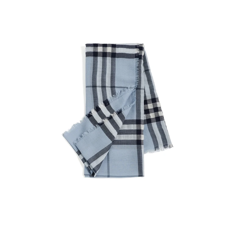 Burberry Giant Check Wool Scarf Bank Blue One Size