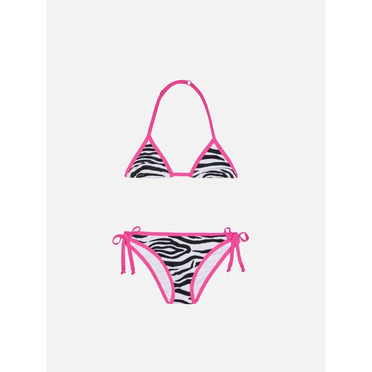 Mc2 Saint Barth Girl Triangle Bikini With Zebra Print White