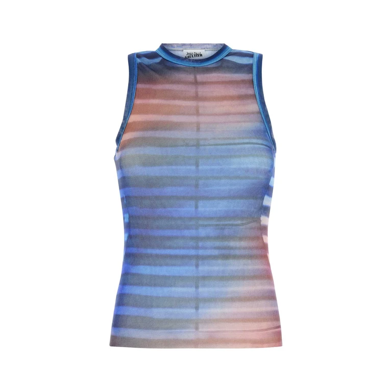 Jean Paul Gaultier Mesh Tank Top Printed Air Lightbluebluepeach Maglie - Women
