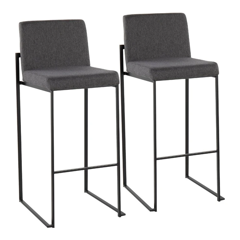 Fuji Black and Charcoal Bar Stool, Set of 2