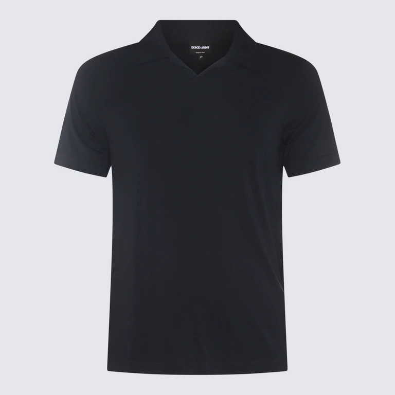 Giorgio Armani Black Viscose Polo Shirt