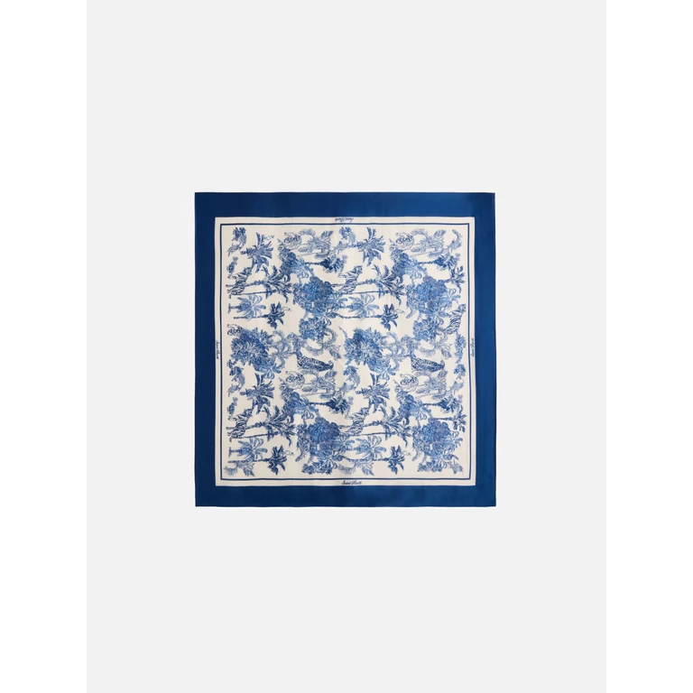 Mc2 Saint Barth Kitana Pure Silk Foulard With Toile De Jouy Print White - Unisex