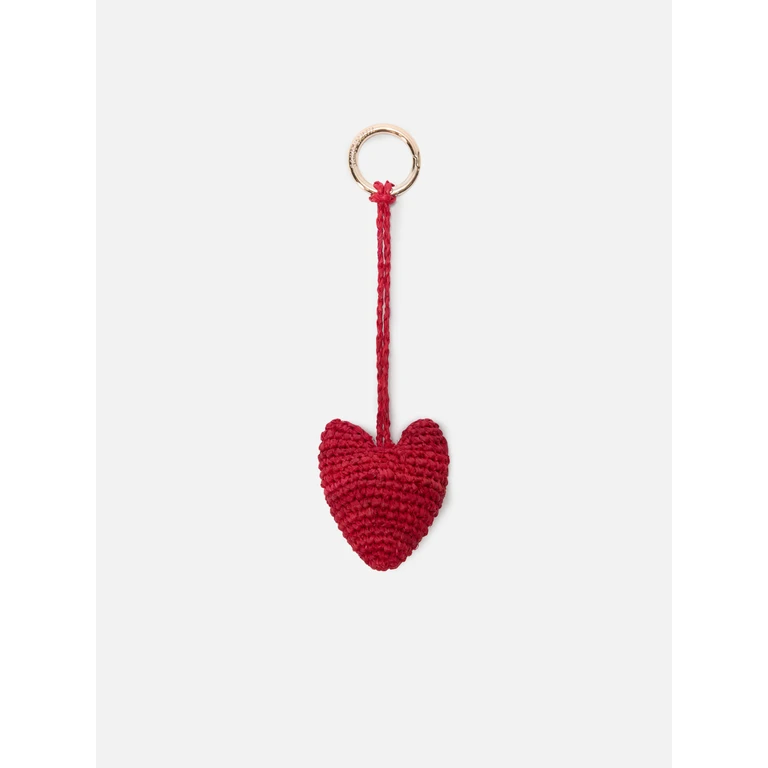 Mc2 Saint Barth Bag Charm With Heart Raffia Red Small Accessories - Unisex