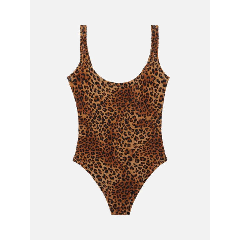 Mc2 Saint Barth Lora Crinkle One-Piece Swimsuit With Animalier Print White One Piece - Women