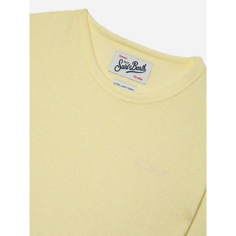 Mc2 Saint Barth Yellow Gary Jr T-Shirt Terry-Effect Fabric With Embroidered Logo
