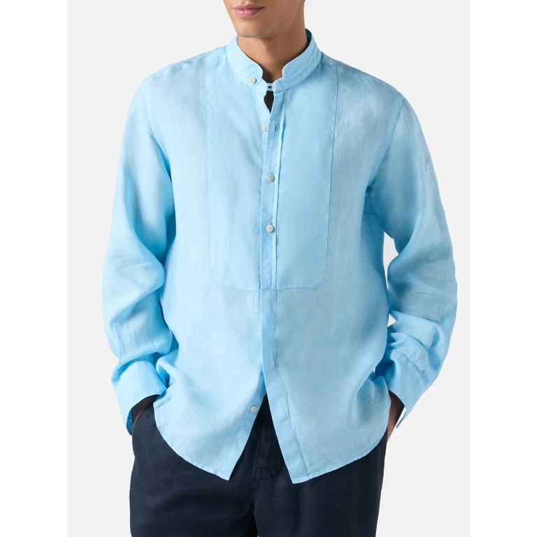 Mc2 Saint Barth Pierre Shirt Light Blue Linen - Men