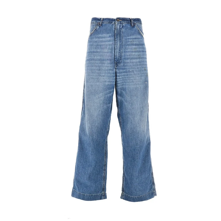 MAISON MARGIELA Washed denim wide leg jeans Man 46