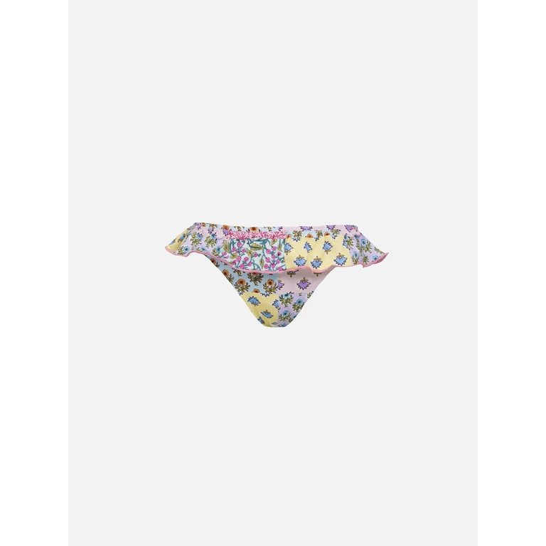 Mc2 Saint Barth Girl Ruffled Swim Briefs Melly With Flower Print Bottom