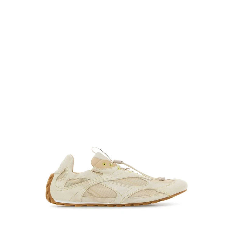 Bottega Veneta Ivory Fabric And Suede Orbit Flash Sneakers Stringtufo - Men