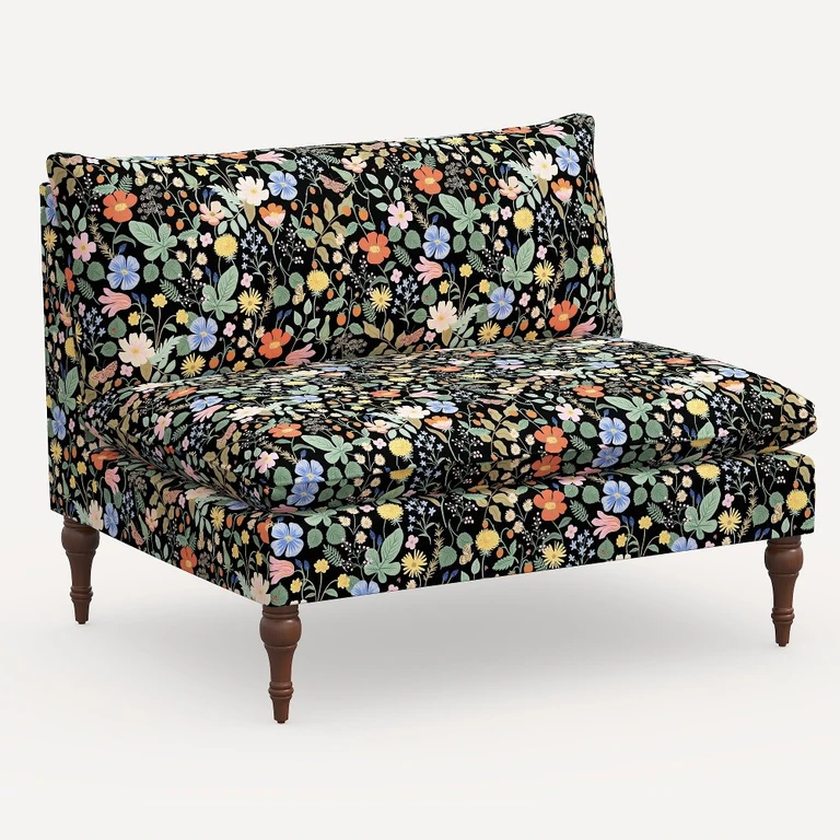Louie Black Strawberry Fields Armless Loveseat