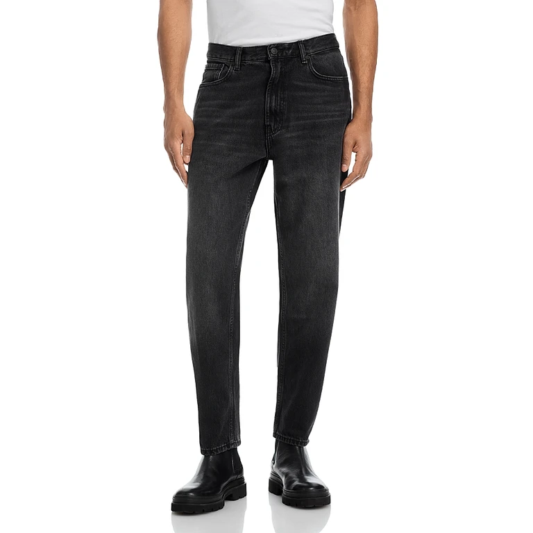Hugo Relaxed Tapered Jeans in Charcoal Gray