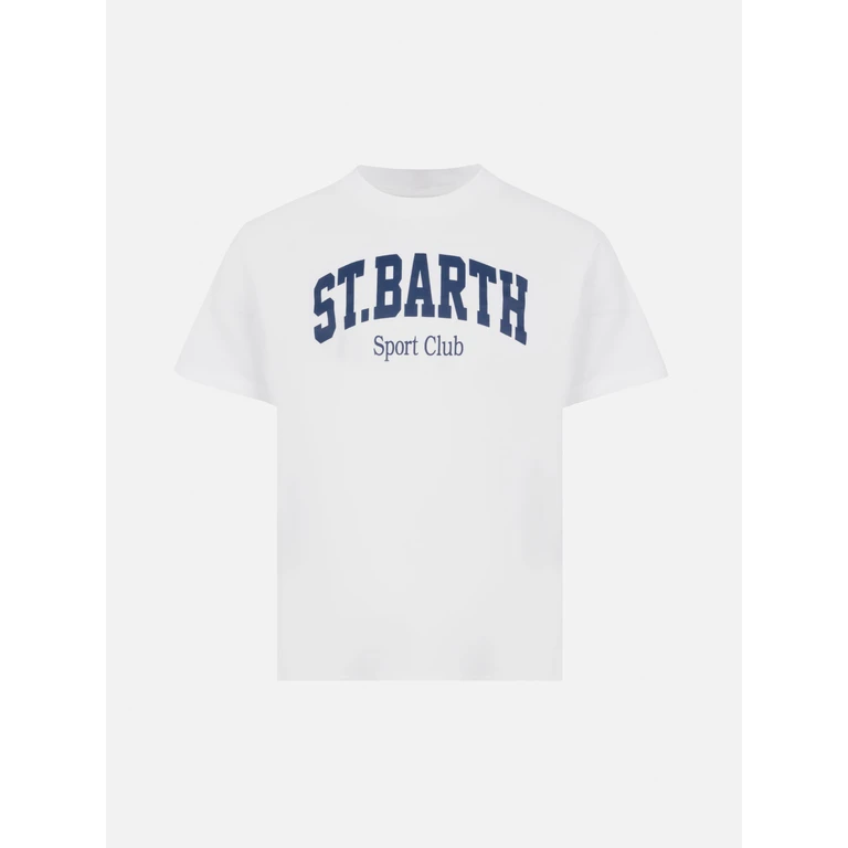 Mc2 Saint Barth Cotton T-Shirt With St. Barth Sport Club Print White