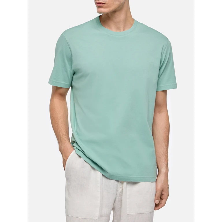 Mc2 Saint Barth Sage Green Cotton Jersey T-Shirt Dover With St. Barth Embroidery - Men