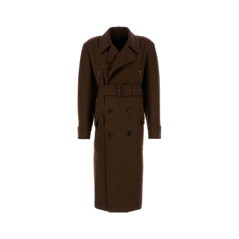 Prada Brown Wool Coat Tabacco Cappotti - Men