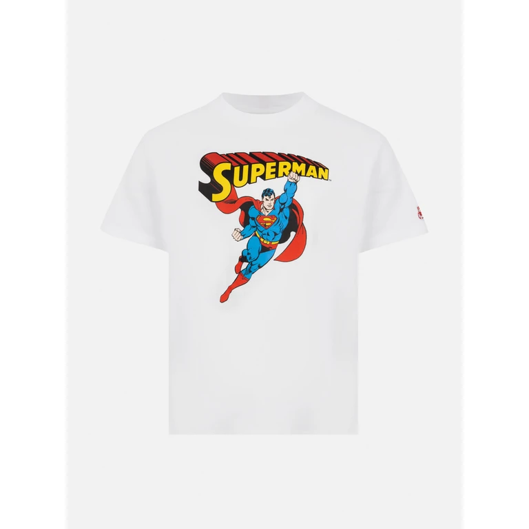 Mc2 Saint Barth Cotton T-Shirt With Superman Print Marvel Special Edition White