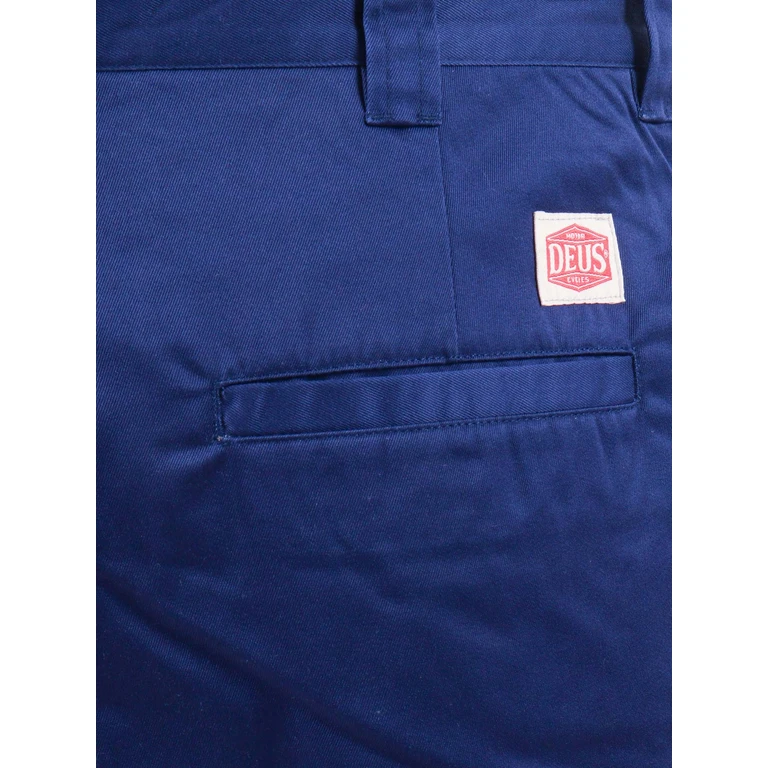 Deus Ex Machina Service Short Blue Polyester Cotton Pant - Men