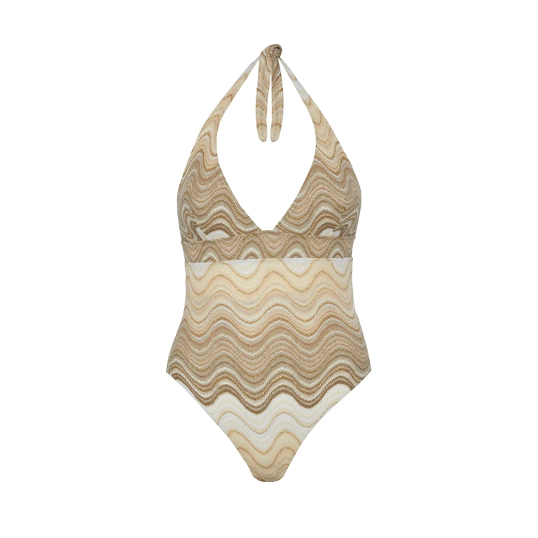Mc2 Saint Barth Marylin Raschel Wavy One-Piece Swimsuit Beige One Piece - Women