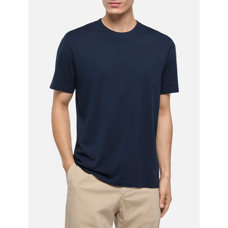 Mc2 Saint Barth Navy Blue Cotton Jersey T-Shirt Dover With St. Barth Embroidery - Men