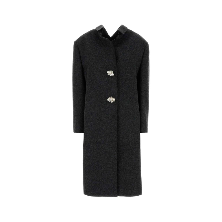 Prada Slate Wool Coat Ardesia Exterior: Virgin Cappotti - Women