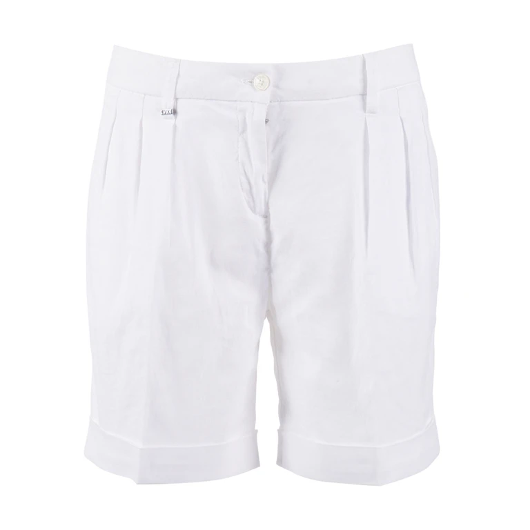 Fay CHINO SHORTS White Linen Cotton Elastane Bermuda - Women
