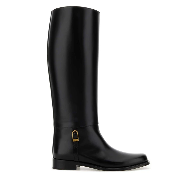 Saint Laurent Black Leather Julia Boots Nero Stivali - Women