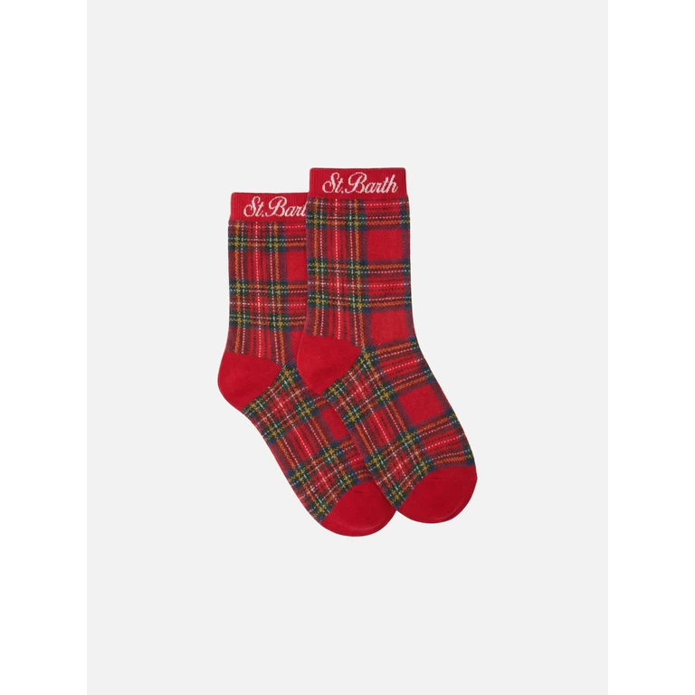 Mc2 Saint Barth Sox W Red Tartan Socks - Unisex