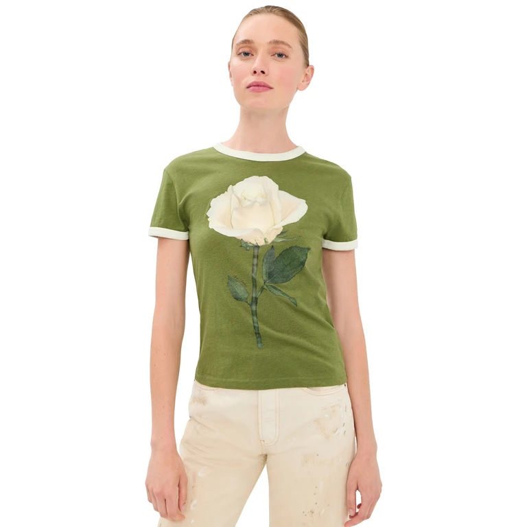 Acne Studios Rose Tee Green/White XXS