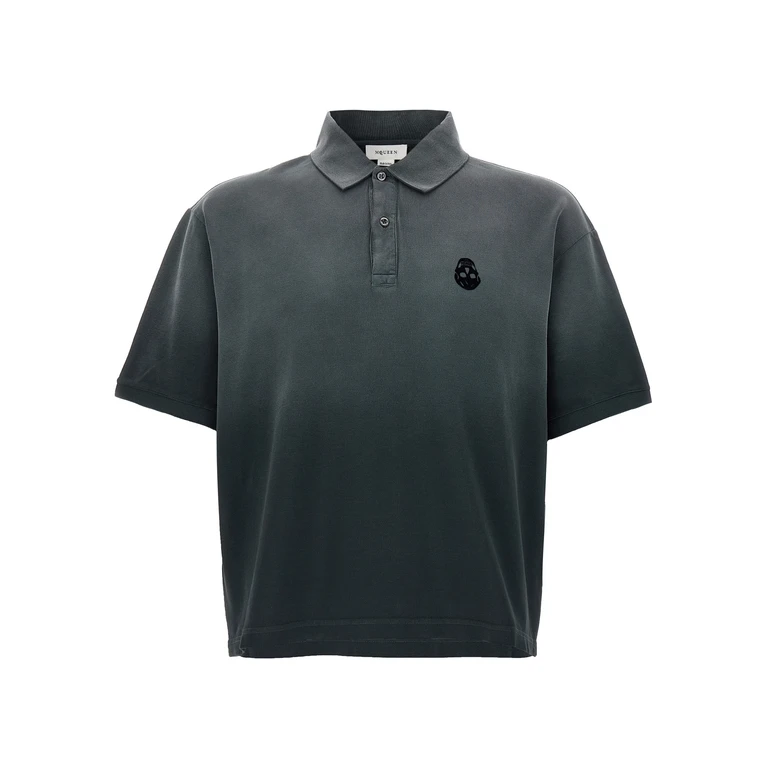 Gray Cotton Polo Shirt - Men