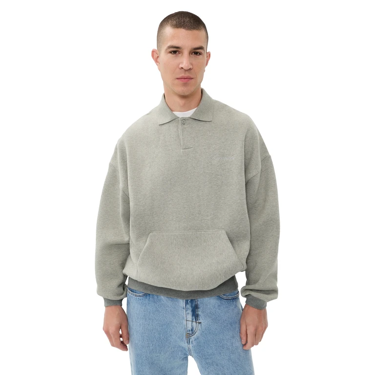 Fear of God Signature 90s Polo Sweatshirt Concrete Heather/Dark Concrete XS