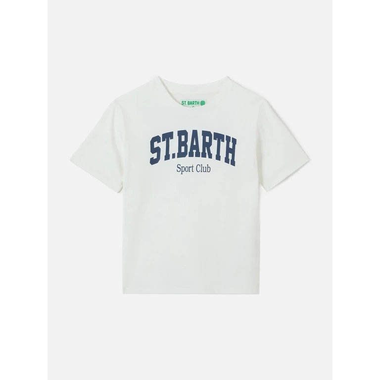Mc2 Saint Barth White Denver Jr T-Shirt Pure Cotton With Sport Club Print