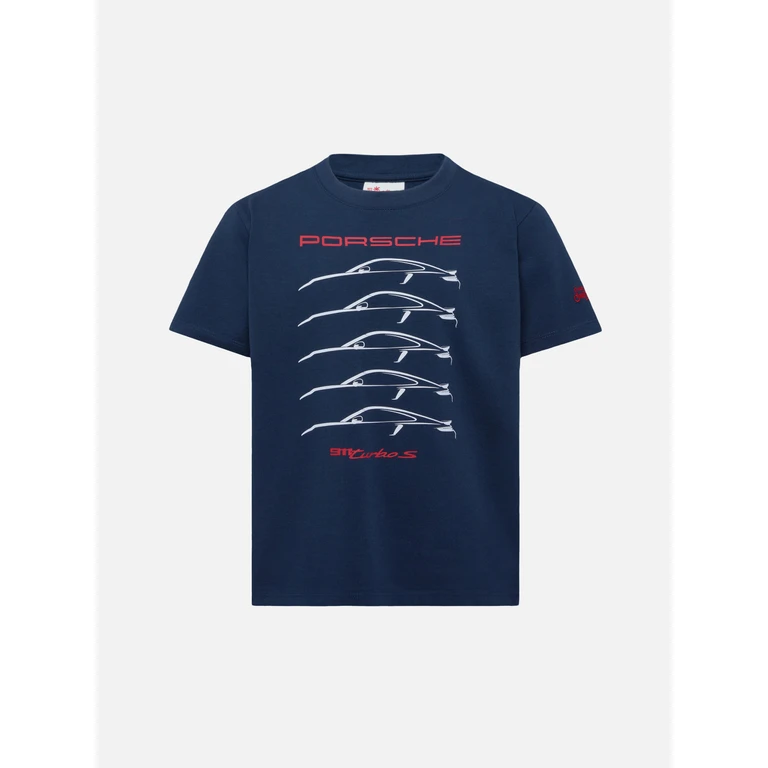 Mc2 Saint Barth Cotton T-Shirt With Porsche 911s Turbo Print Special Edition Blue