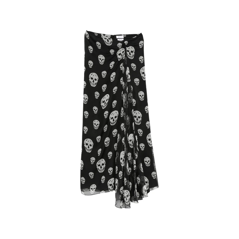 Alexander Mcqueen Skull-print Draped Maxi Skirt