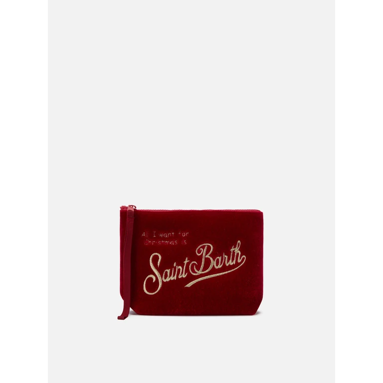 Mc2 Saint Barth Aline Velvet Pouch Red Pochette - Unisex