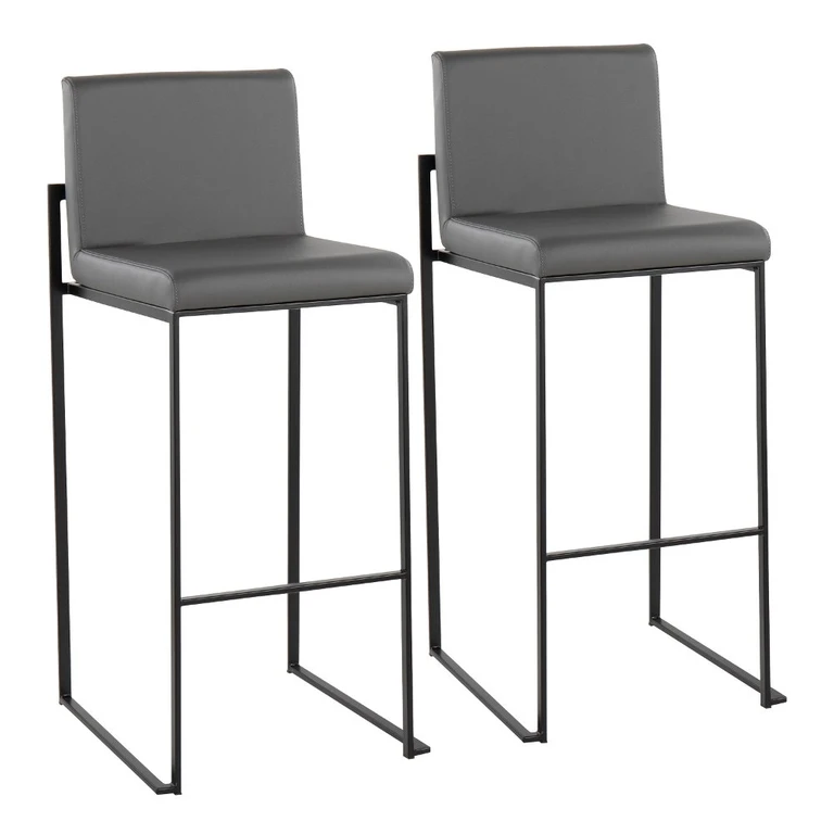 Fuji Black and Gray Bar Stool, Set of 2