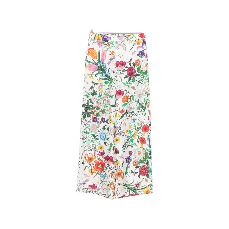 Gucci Flora-print Silk Palazzo Pants