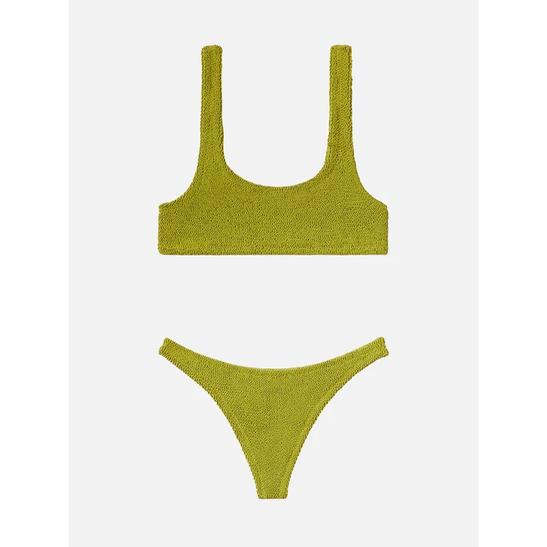 Mc2 Saint Barth Naima Pistachio Crinkle Classic Bralette Top Green - Women