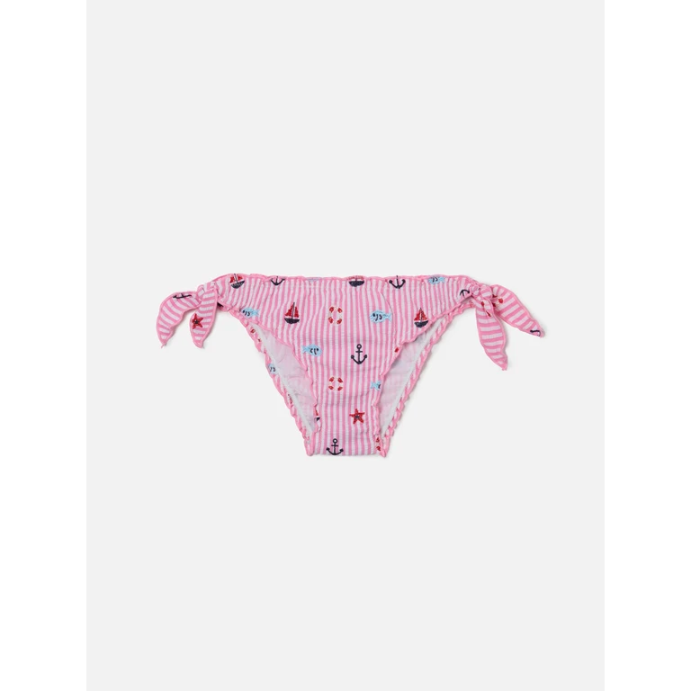 Mc2 Saint Barth Cric Pink Striped Seersucker Swim Briefs With Marine Embroidery Bottom
