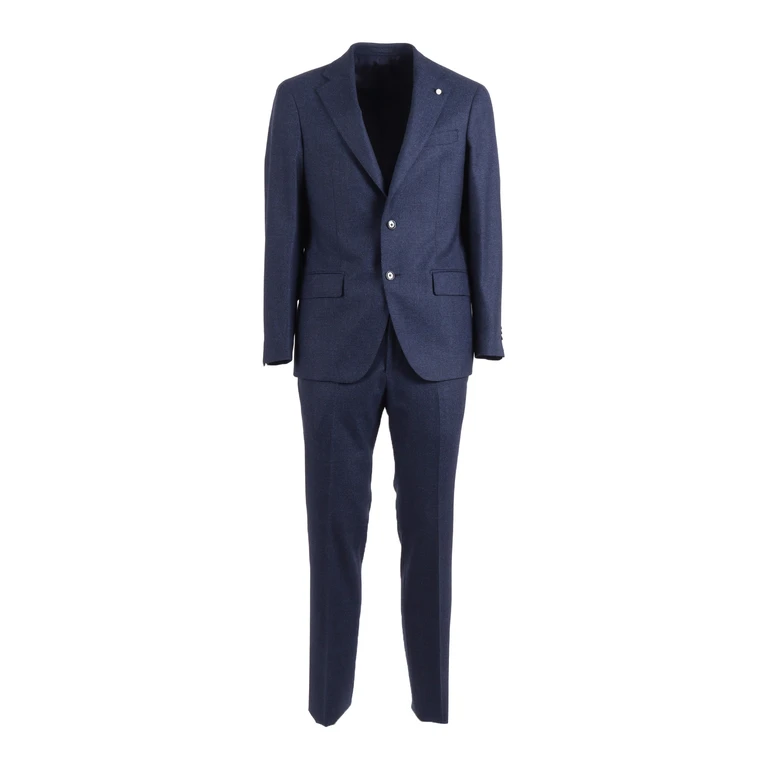 Lbm 1911 Lubiam Suit Blue Virgin Wool Lyocell Single Breasted Dress - Men