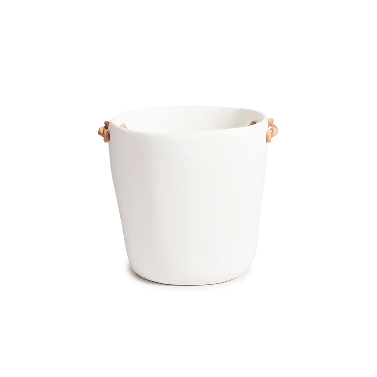TF DESIGN Champagne Bucket w/ Leather Handles White One Size