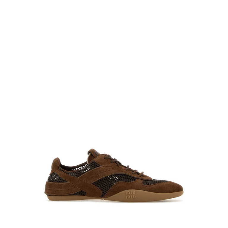Miu Miu Brown Suede And Mesh Sneakers