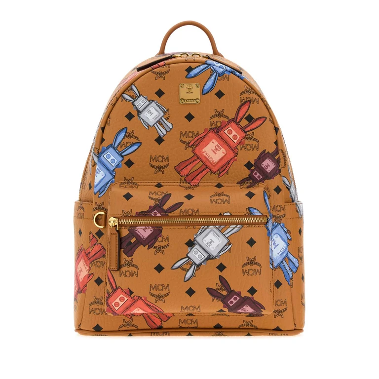 MCM Printed Canvas Stark Backpack Cognac Zaini - Women