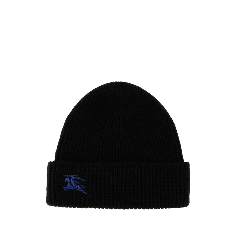 Burberry Black Cashmere Beanie Hat Exterior: Cuffie - Women